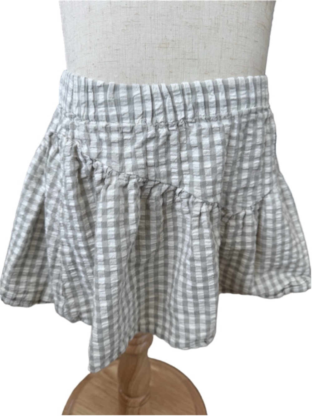 Girls Rylee + Cru Gingham Tiered Skirt Light Green White 6-7 Y